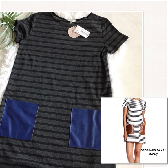 Soprano Dresses & Skirts - Soprano shift dress stripe NEW faux leather pocket